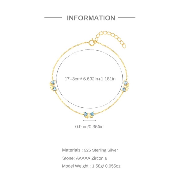 925 Sterling Silver Bow Bracelet Gold Plated - Picture 3 of 4